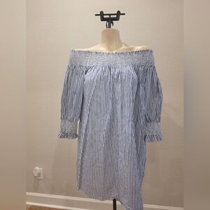 Off-Shoulder Striped Dress